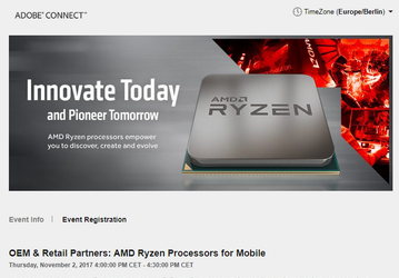 2 ноября AMD проведёт закрытое мероприятие, посвящённое мобильным APU Ryzen