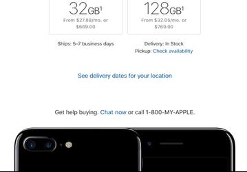 Apple добавила цвет Jet Black для iPhone 7 с 32 ГБ памяти, но удалила все старые модели с 256 ГБ
