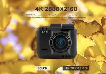 Видеорегистратор Azdome GS63H позволяет записывать видеоролики разрешением 2880 х 2160 пикселей