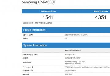 Смартфон Samsung Galaxy A5 (2018) , оснащенный SoC Exynos 7885, замечен в Geekbench