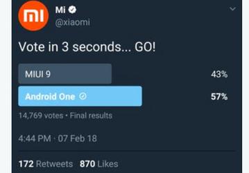 Xiaomi удалила страничку голосования, в котором MIUI проиграла Android One