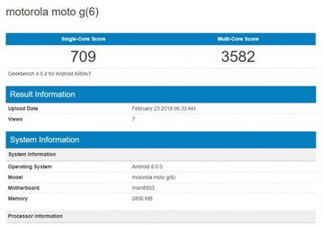 В базе данных Geekbench замечен смартфон Moto G6