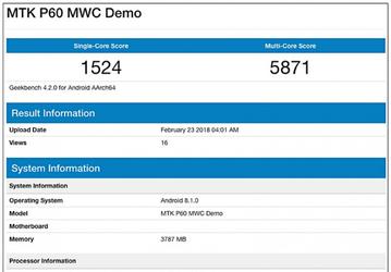 Однокристальная система MediaTek Helio P60 замечена в тесте Geekbench
