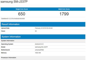 Смартфоны Samsung Galaxy J3 2018 и Galaxy J3 Pro 2018 засветились в бенчмарке Geekbench