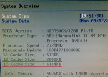 Процессоры Phenom II X4 серии 800 могут адресовать все 6 МБ кэш-памяти третьего уровня 