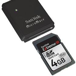 Карточки флэш-памяти SanDisk Extreme III Class 6 SDHC объемом 4 Гб комплектуются бесплатным «картоводом»