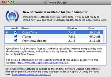 Apple выпустила обновления iTunes, Front Row и QuickTime 