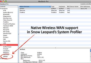 Snow Leopard включает в себя средства поддержки «родных» адаптеров сетей 3G