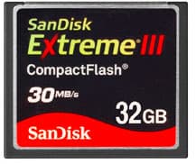 SanDisk Extreme III CompactFlash — карты памяти со скоростью 30 МБ/с и удвоенной емкостью 