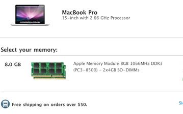 Apple продает наборы модулей ОЗУ 8 ГБ для 15-дюймовых MacBook Pro 