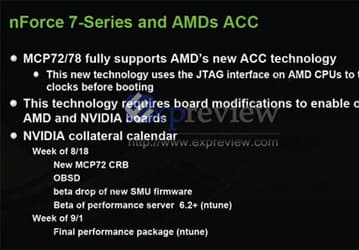 NVIDIA MCP72/78 to Support ACC Overclocking