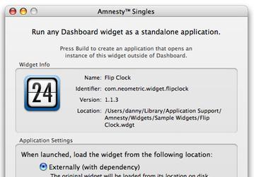 Amnesty Singles 1.2 преобразует виджеты в приложения Mac OS X