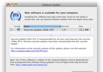 Apple выпустила Security Update 2008-007 