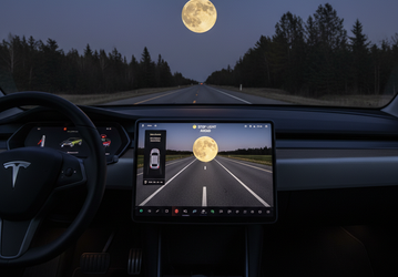 Tesla ошибочно принимает Луну за жёлтый сигнал светофора