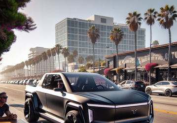 Матово-чёрный Tesla Cybertruck впервые замечен на публике. За рулём был главный дизайнер Tesla