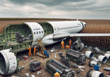 Разбирают по частям. От самолёта Airbus А320, который сел в поле, мало что осталось