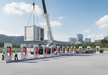 Tesla внедряет технологию быстросборных Supercharger за пределами США: станция монтируется за считанные часы