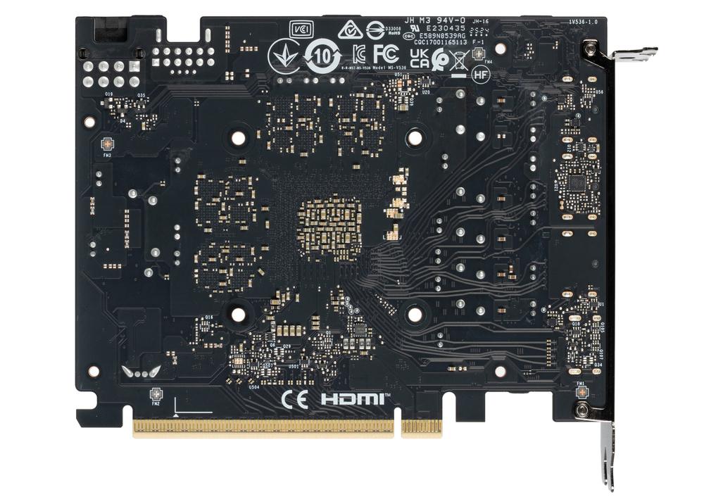 Вид сзади на видеокарту MSI Ventus