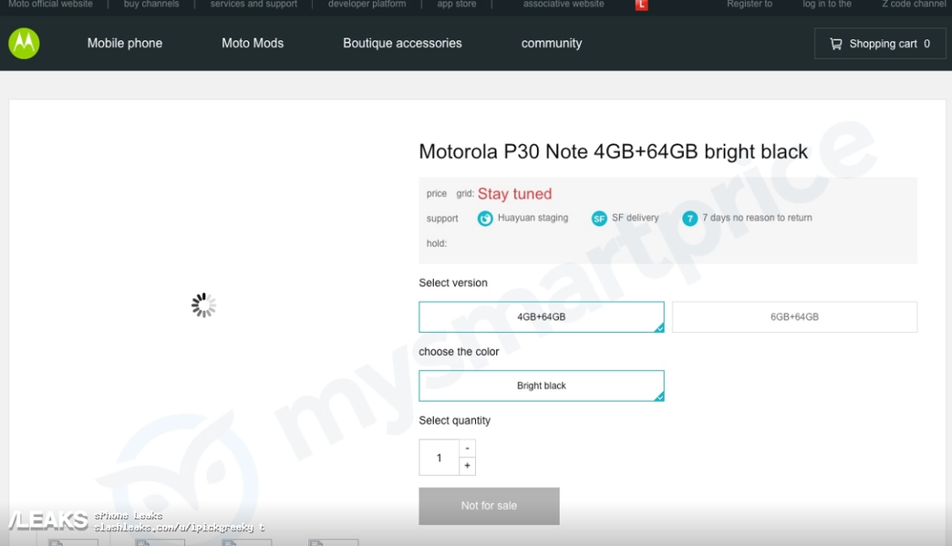 Смартфоны Motorola P30, P30 Play и P30 Note замечены на сайте производителя