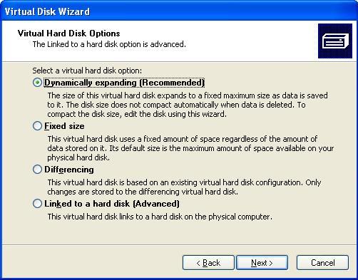 Добавление виртуального диска на платформе Virtual PC 2007
