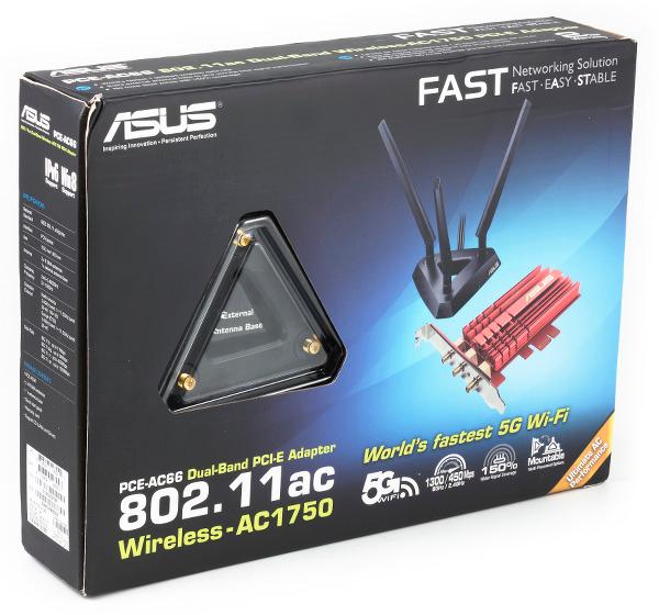 Упаковка беспроводного адаптера ASUS PCE-AC66 Упаковка беспроводного адаптера ASUS PCE-AC66