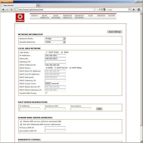 Настройки точки доступа COMPEX MMC543HVNX Настройки точки доступа COMPEX MMC543HVNX