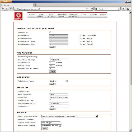 Настройки точки доступа COMPEX MMC543HVNX Настройки точки доступа COMPEX MMC543HVNX
