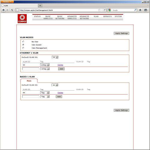 Настройки точки доступа COMPEX MMC543HVNX Настройки точки доступа COMPEX MMC543HVNX
