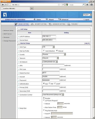 Настройка Level One WBR-6801 Настройка Level One WBR-6801