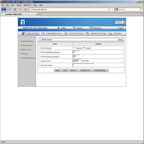 настройка маршрутизатора LevelOne WBR-6020