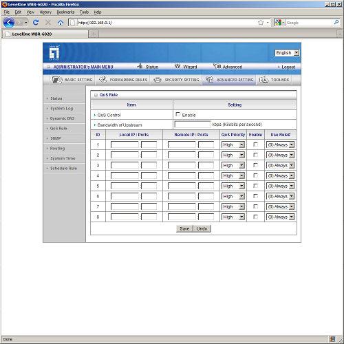 настройка маршрутизатора LevelOne WBR-6020