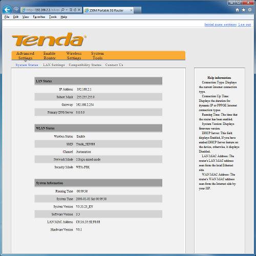 Настройка роутера Tenda 3G150B Настройка роутера Tenda 3G150B