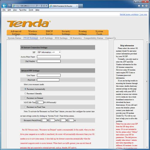 Настройка роутера Tenda 3G150B Настройка роутера Tenda 3G150B