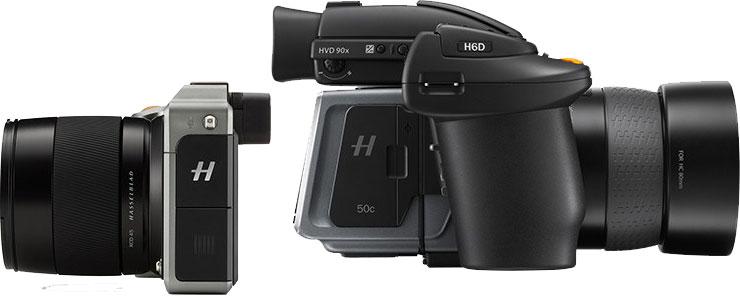 Hasselblad X1D (слева) значительно меньше по размерам и весу, чем его среднеформатный прародитель Hasselblad H6D-50C (справа) Среднеформатная цифровая беззеркальная камера Hasselblad X1D-50С:, фото 5