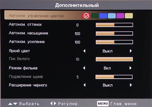 DLP-проектор Acer V7500, меню DLP-проектор Acer V7500, меню