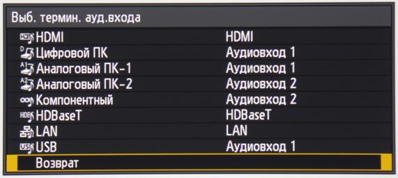 Проектор Canon Xeed WUX450ST, меню
