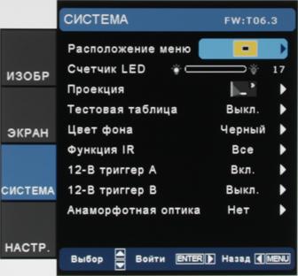 Проектор Optoma HD91, меню Проектор Optoma HD91, меню