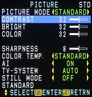 Menu, PICTURE, VIDEO