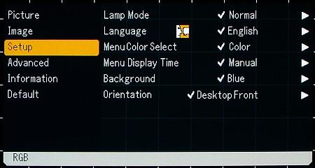 Menu-Setup-Lamp Mode