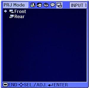 PRJ Mode menu