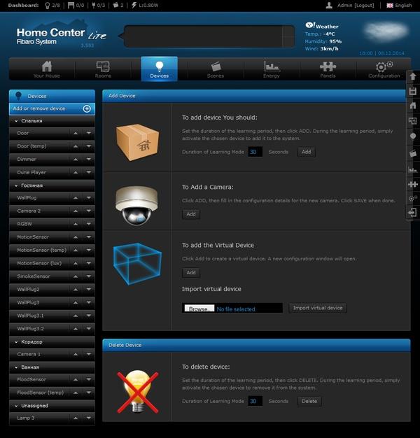 Интерфейс настройки Fibaro Home Center Lite Интерфейс настройки Fibaro Home Center Lite