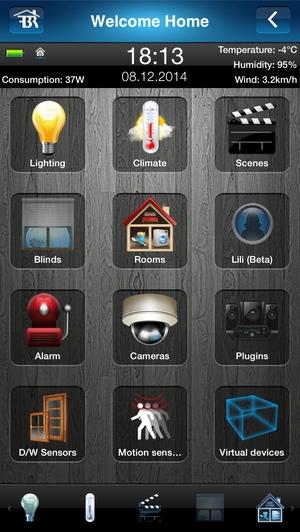 Интерфейс управления Fibaro Home Center Lite в смартфоне с iOS Интерфейс управления Fibaro Home Center Lite в смартфоне с iOS