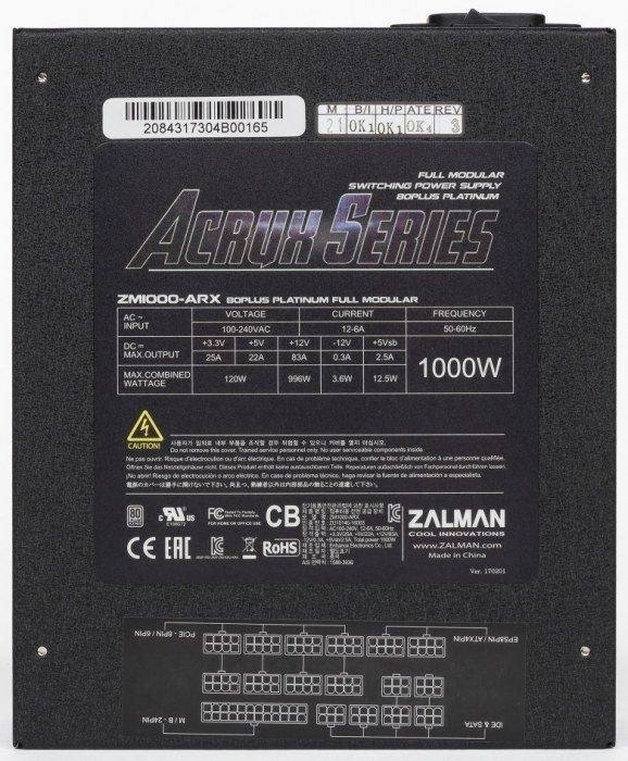 Блок питания Zalman Acrux Series ZM1000-ARX с гибридной системой охлаждения:, фото 11