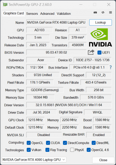Acer Predator Helios 18 (PH18-72-94QH) с Intel Core i9-14900HX и Nvidia GeForce RTX 4090 Laptop:, фото 108