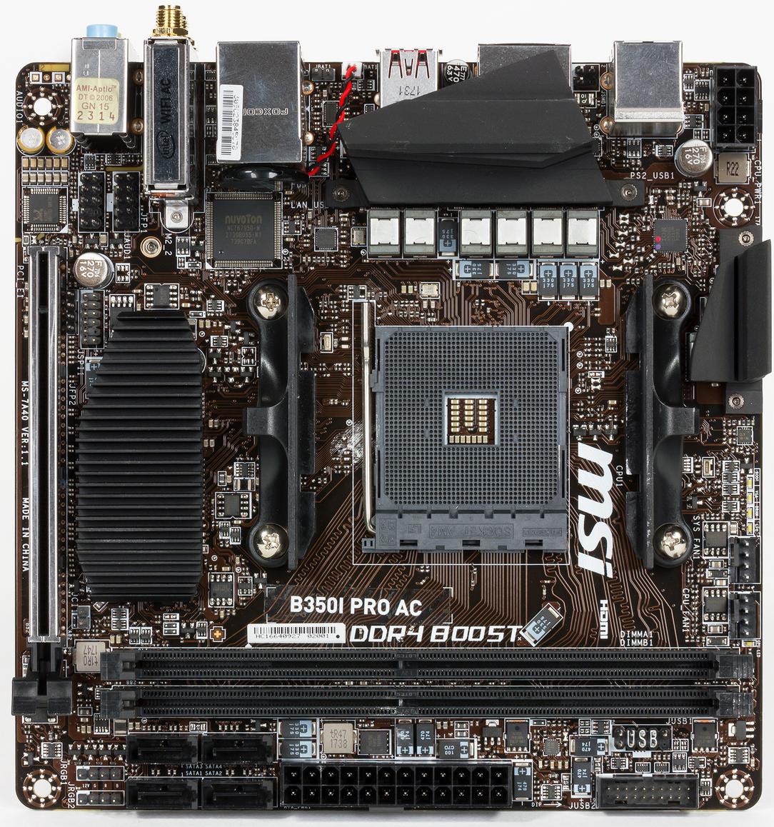 Материнская плата MSI B350I Pro AC формата Mini-ITX на чипсете AMD B350:, фото 2
