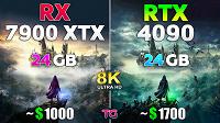 GeForce RTX 4090 против Radeon RX 7900 XTX в разрешении 8K. Тесты показали, на что способны текущие флагманы при такой нагруз
