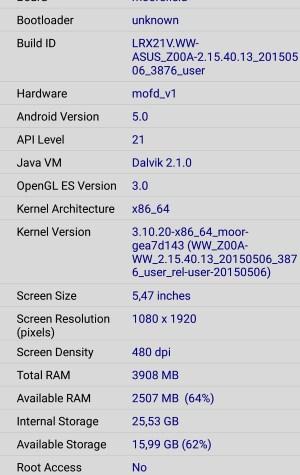 Операционная система Asus Zenfone 2 ZE551ML
