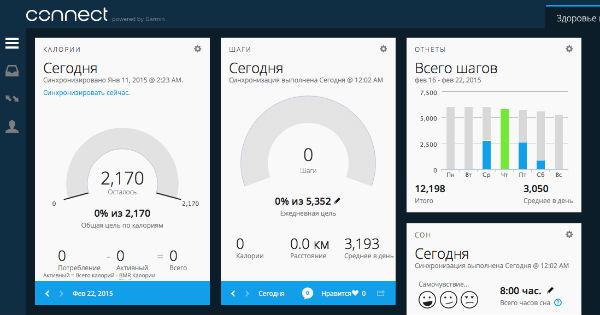 Скриншот веб-версии сервиса Garmin Connect Скриншот веб-версии сервиса Garmin Connect