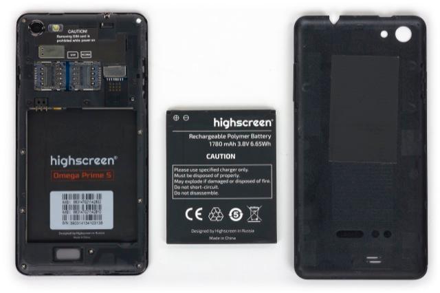 Внешний вид Highscreen Omega Prime S