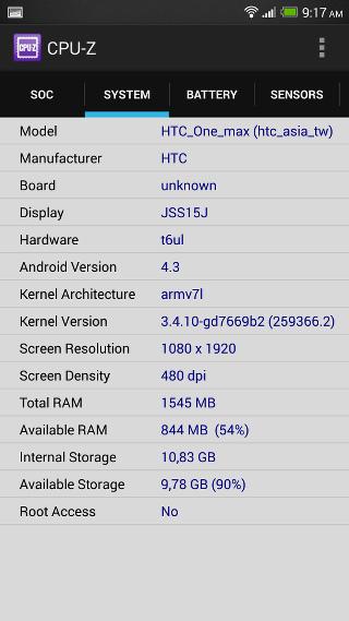 Конфигурация HTC One max Конфигурация HTC One max